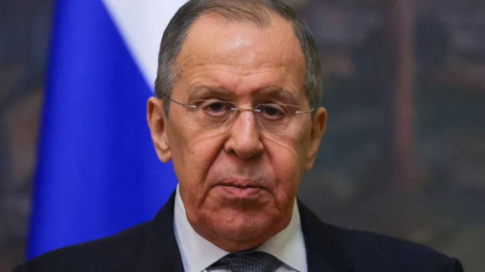 FILE PHOTO: Russia's Foreign Minister Sergei Lavrov speaks during a news conference following talks with the United Arab Emirates' Foreign Minister Sheikh Abdullah bin Zayed Al Nahyan in Moscow, Russia March 17, 2022. REUTERS/Evgenia Novozhenina/Pool/File Photo