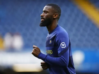 Soccer Football - Premier League - Chelsea v Leicester City - Stamford Bridge, London, Britain - May 19, 2022 Chelsea's Antonio Rudiger during the warm up before the match Action Images via Reuters/Andrew Boyers EDITORIAL USE ONLY. No use with unauthorized audio, video, data, fixture lists, club/league logos or 'live' services. Online in-match use limited to 75 images, no video emulation. No use in betting, games or single club /league/player publications. Please contact your account representative for further details.