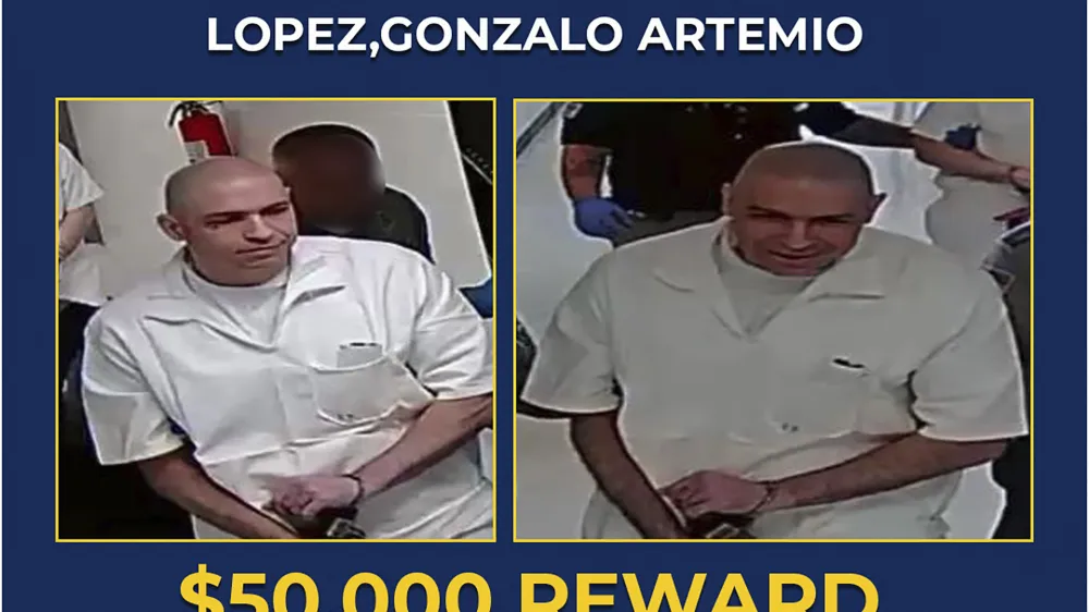 These May 12, 2022, photos of a Wanted poster provided by the Texas Department of Criminal Justice shows Gonzalo Lopez. Authorities say that Lopez, a Texas inmate serving a life sentence for murder who is still on the run after escaping from a transport bus last week got out of his restraints and a caged area before stabbing the driver. (Texas Department of Criminal Justice via AP)