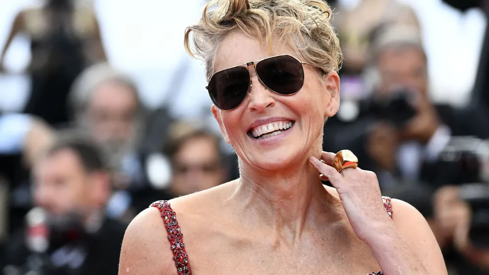 The 75th Cannes Film Festival - Screening of the film "Elvis" Out of Competition - Red Carpet Arrivals - Cannes, France, May 25, 2022. Sharon Stone poses. REUTERS/Piroschka Van De Wouw