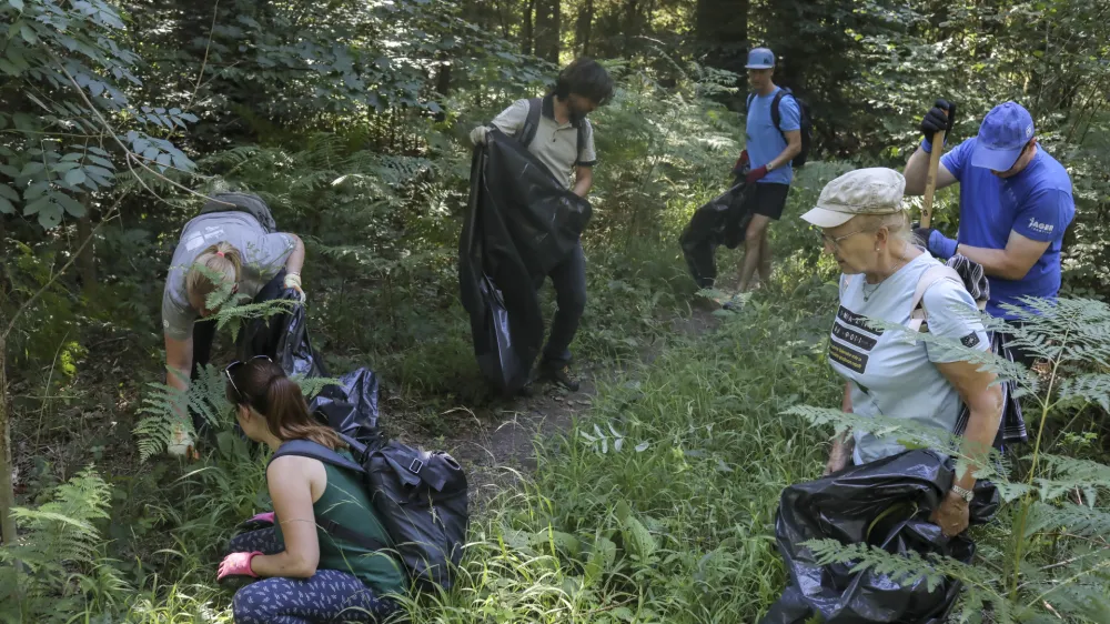 Akcijo odstranjevanja deljenolistne rudbekije v rezervatu Mali Rožnik so podprli tudi prostovoljci.&nbsp;