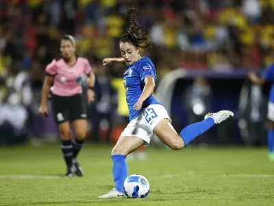 Soccer Football - Women's Copa America - Final - Colombia v Brazil - Estadio Alfonso Lopez, Bucaramanga, Colombia - July 30, 2022 Brazil's Luana in action REUTERS/Mariana Greif