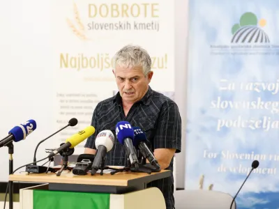 Ljubljana, Kmetijsko-gozdarska zbornica.<br>Izjava predsednika KGZS Romana Zveglica o posledicah suse.