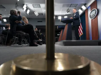 Pentagon spokesman U.S. Air Force Brig. Gen. Patrick Ryder speaks during a media briefing at the Pentagon, Tuesday, Oct. 4, 2022, in Washington. (AP Photo/Alex Brandon)