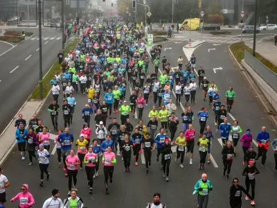 ﻿- 24.10.2021- 25. Ljubljanski maraton 2021 - največji tekaški dogodek je prvič potekal v znamenju rožnate barve, mesecu ozaveščanja o raku dojk. - udeleženci so morali izpolnjevati enega od pogojev PCT (preboleli, cepljeni ali testirani) -  //FOTO: Luka Cjuha.
