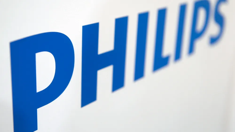 FILED - 09 January 2015, US, Las Vegas: The "Philips" company logo is seen at the Consumer Electronics Show (CES) in Las Vegas. Photo: picture alliance / dpa
