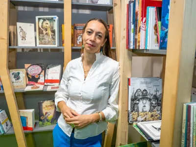 Nemcija, Frankfurt.<br>Frankfurtski knjizni sejem - novinarska konferenca.<br>Vrsilka dolznosti direktorice Javne agencije za knjigo RS (JAK) Katja Stergar.