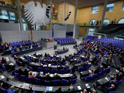 General view of the plenary hall during a session of the German lower house of parliament or the Bundestag in Berlin, Germany December 1, 2022. REUTERS/Michele Tantussi