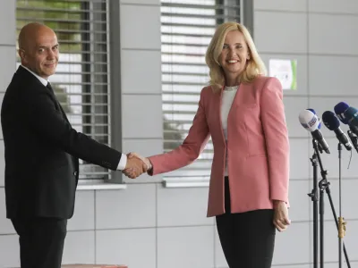 nova ministrica za notranje zadeve mag. Tatjana Bobnar, novi v.d. generlani direktor Policije mag. Boštjan Lindav - 02.06.2022 – Ministrstvo za notranje zadeve - Izjava za javnost nove ministrice za notranje zadeve mag. Tatjane Bobnar in novega v. d. generalnega direktorja policije mag. Boštjana Lindava //FOTO: Jaka Gasar