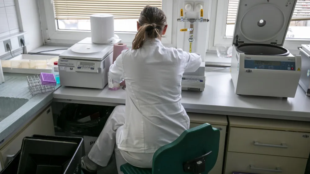 ﻿laboratorij<br><br><br>- 04.03.2020 – Maribor - Nacionalni laboratorij za zdravje, okolje in hrano (NLZOH) - Center za medicinsko mikrobiologijo – testiranje vzorcev dihal bolnikov pri katerih obstaja sum na okužbo z novim koronavirusom SARS-CoV-2 (COVID-19), Prvomajska 1 v Mariboru //FOTO: Matjaž RuštOPOMBA: REPORTAŽA ZA OBJEKTIV 2020