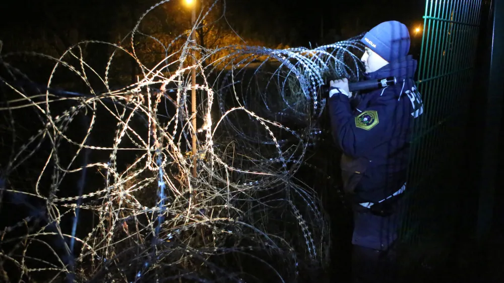 - žičnata ograja - - 27.12.2016 - Begunci 2016 - policijski nadzor zelene meje - Ilegalne migracije in prehodi schengenske meje - nezakoniti prehodi državne meje - slovensko-hrva&scaron;ka meja - //FOTO: Tomaž Skale