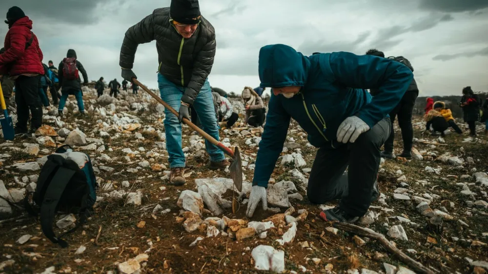 Častitljivih 70 let je Zveza prijateljev mladine Slovenije (ZPMS) obeležila z zasaditvijo 70 dreves na Krasu. Foto: Piqant visuals