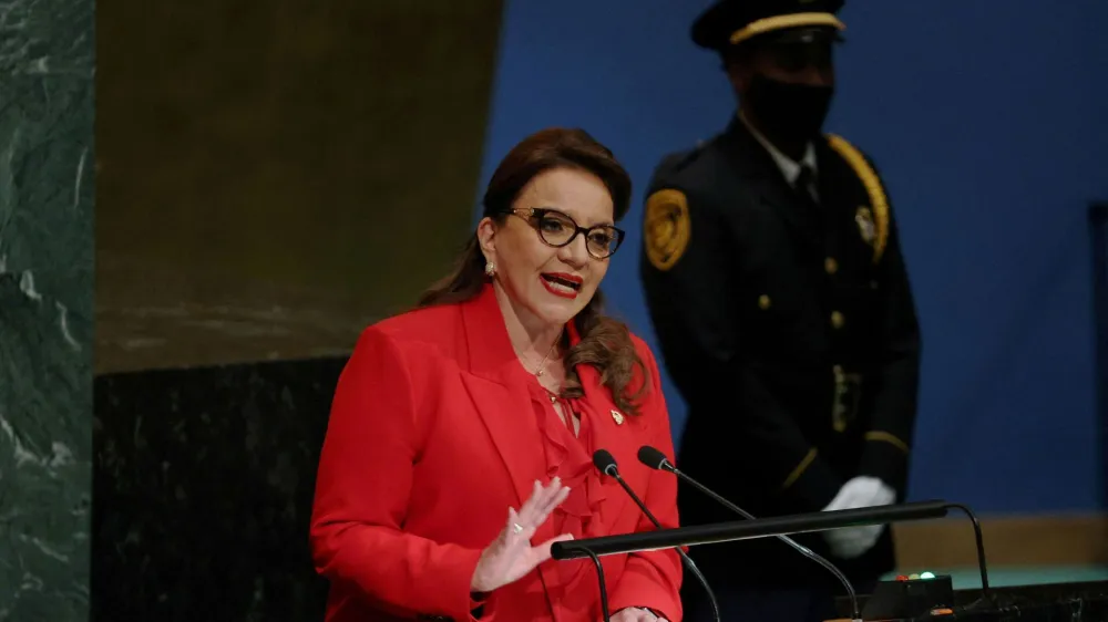 FILE PHOTO: Honduras President Iris Xiomara Castro Sarmiento addresses the 77th Session of the United Nations General Assembly at U.N. headquarters in New York, U.S., September 20, 2022. REUTERS/Amr Alfiky/File Photo