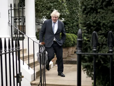 21 March 2023, United Kingdom, London: Former UK prime minister Boris Johnson leaves his home in London.Johnson faces a wait for the publication of his defence to claims he lied to Parliament with his partygate denials after handing over a written dossier of evidence to MPs ahead of a public hearing on Wednesday. Photo: Aaron Chown/PA Wire/dpa