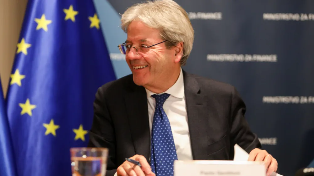 Evropski komisar za gospodarstvo Paolo Gentiloni - 08.03.2023 – obisk evropskega komisarja za gospodarstvo Paola Gentilonija v Sloveniji – novinarska konferenca evropskega komisarja in ministra za finance Klemna Boštjančiča //FOTO: Bojan Velikonja