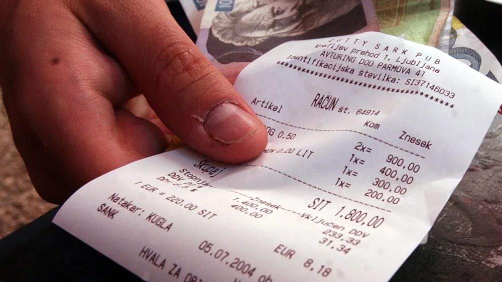 blagajni&scaron;ki izpis - račun - gostinstvo, 