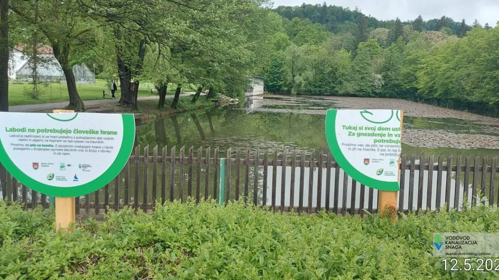Poškodovane table ob tivolskem ribniku