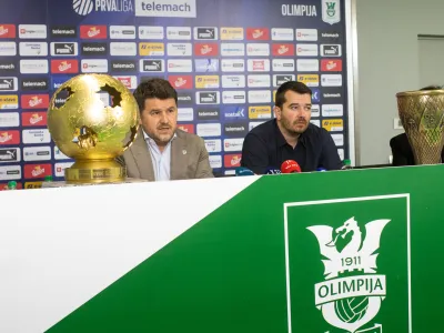direktor NK Olimpija Igor Barišićšportni direktor NK Olimpija Goran Boromisa - 22.05.2023 – Nogometni klub NK Olimpija - novinarska konferenca ob koncu sezone in o načrtih za prihodnjo sezono //FOTO: Bojan Velikonja