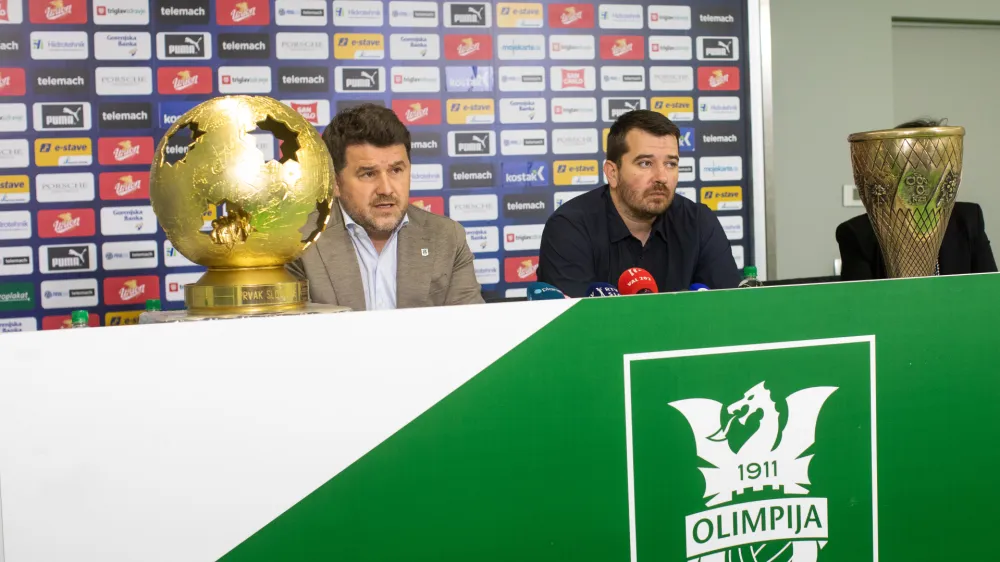 direktor NK Olimpija Igor Barišićšportni direktor NK Olimpija Goran Boromisa - 22.05.2023 – Nogometni klub NK Olimpija - novinarska konferenca ob koncu sezone in o načrtih za prihodnjo sezono //FOTO: Bojan Velikonja