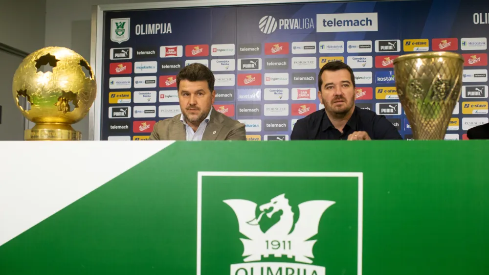 direktor NK Olimpija Igor Bari&scaron;ić&scaron;portni direktor NK Olimpija Goran Boromisa - 22.05.2023 &ndash; Nogometni klub NK Olimpija - novinarska konferenca ob koncu sezone in o načrtih za prihodnjo sezono //FOTO: Bojan Velikonja