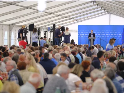 Gorisnica.<br>Govor predsednika NSi Mateja Tonina na taboru stranke.<br>Foto: Sluzba za odnose z javnostmi NSi