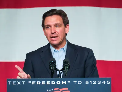 30 May 2023, US, Clive: Florida Governor and 2024 Presidential hopeful Ron DeSantis speaks during his campaign kickoff event at Eternity Church. Photo: Fritz Nordengren/ZUMA Press Wire/dpa