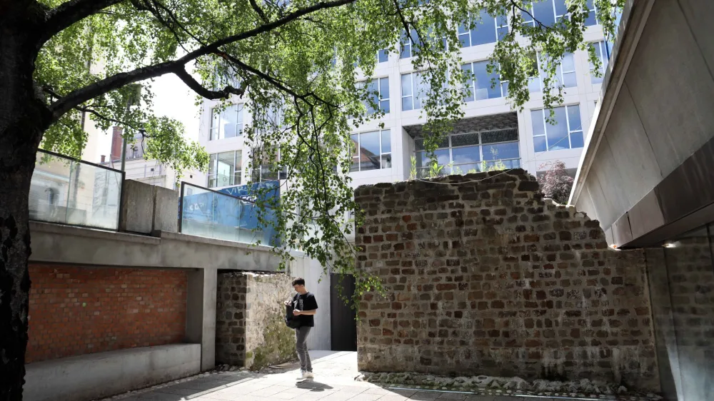 Odkritje, da je bil zaradi zasebne novogradnje porušen oziroma odrezan del rimskem zidu pri nekdanji Bukvarni, je na družbenem omrežju twitter sprožilo precej negativnih odzivov.