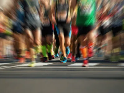 Marathon runners in the race,abstract