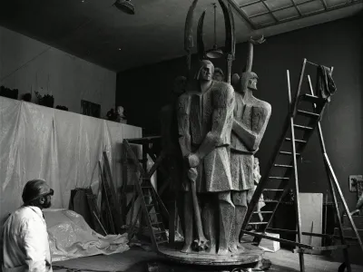 Stojan Batič Spomenik kmečkim uporom 1974, umetnikov atelje