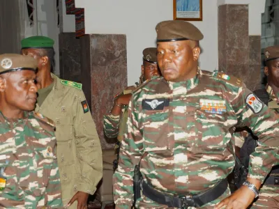 General Abdourahmane Tiani, who was declared as the new head of state of Niger by leaders of a coup, arrives to meet with ministers in Niamey, Niger July 28, 2023. REUTERS/Balima Boureima NO RESALES. NO ARCHIVES. BEST QUALITY AVAILABLE