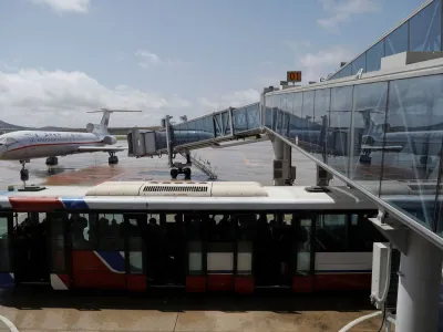 FILE PHOTO: An Air Koryo plane is reflected in a glass structure of the airport in Pyongyang, North Korea April 18, 2017.  REUTERS/Damir Sagolj/File Photo