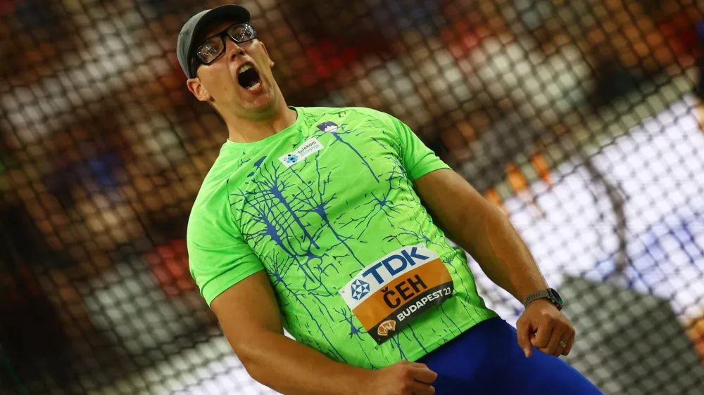 Athletics - World Athletics Championship - Men's Discus Throw Final - National Athletics Centre, Budapest, Hungary - August 21, 2023 Slovenia's Kristjan Ceh reacts REUTERS/Kai Pfaffenbach