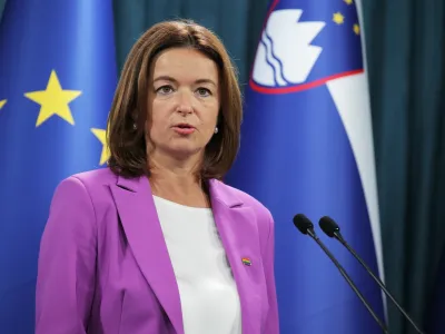 Ljubljana, vlada.<br>Novinarska konferenca predsednice republike Natase Pirc Musar, predsednika vlade Roberta Goloba ter zunanje ministrice Tanje Fajon po izvolitvi Slovenije za nestalno clanico Varnostnega sveta ZN.