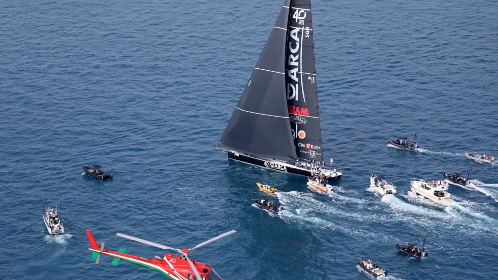 Sailing - The Barcolana, the largest sailing regatta in the world - Trieste, Italy - October 8, 2023 General view as Arca Sgr wins the Barcolana Sailing Regatta REUTERS/Claudia Greco
