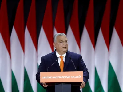 FILE PHOTO: Hungarian Prime Minister Viktor Orban delivers a speech during the Fidesz party congress in Budapest, Hungary, November 18, 2023. REUTERS/Bernadett Szabo/File Photo