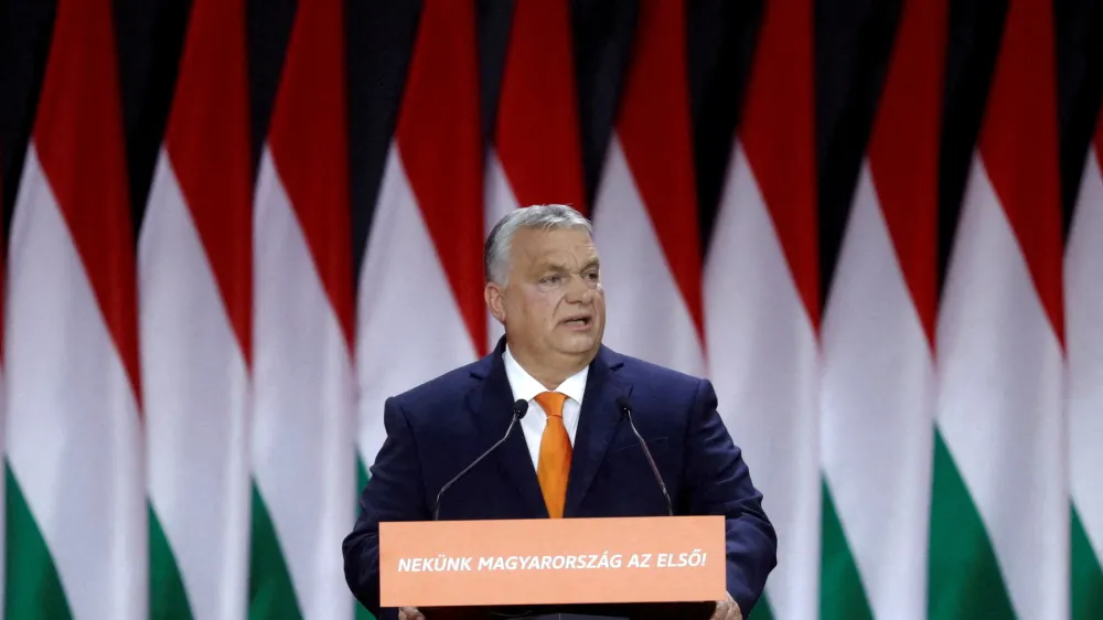 FILE PHOTO: Hungarian Prime Minister Viktor Orban delivers a speech during the Fidesz party congress in Budapest, Hungary, November 18, 2023. REUTERS/Bernadett Szabo/File Photo