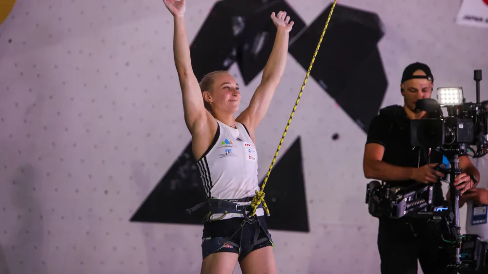 - Janja Garnbret, zmagovalka.- 10.09.2023. Finale Svetovnega pokala v težavnostnem športnem plezanju Koper 2023.//FOTO: Bojan Velikonja