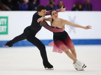 Figure Skating - European Figure Skating Championships - Zalgiris Arena, Kaunas, Lithuania - January 13, 2024 Italy's Charlene Guignard and Marco Fabbri perform during the free dance REUTERS/Kacper Pempel