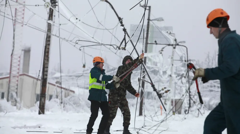 Žled je lomil drevje, daljnovode, ustavil vlake (na fotografiji podrto omrežje na postojnski železniški postaji), zaprl ceste ter ljudi za več dni ujel v mrzla in temna stanovanja.

 