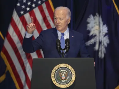 President Joe Biden speaks at the First in the Nation Celebration held by the South Carolina Democratic Party at the State Fairgrounds, Saturday, Jan. 27, 2024, in Columbia, S.C. (AP Photo/Artie Walker Jr.)