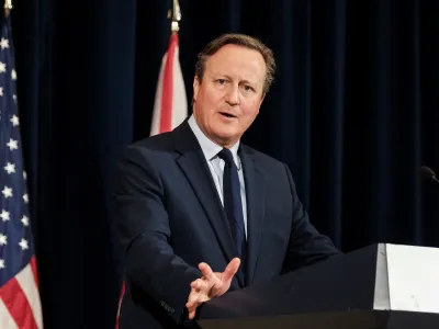 British Foreign Secretary David Cameron holds a joint press conference with U.S. Secretary of State Antony Blinken at the State Department in Washington, U.S., April 9, 2024. REUTERS/Michael A. McCoy