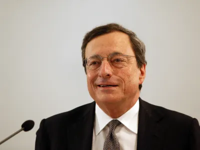 predsednik Evropske centralne banke (ECB) Mario Draghi - Svet ECB - Evropska centralna banka - zasedanje sveta ECB na Brdu pri Kranju 2012 - //FOTO: Jaka Gasar