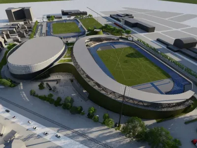 Atletski center Ljubljana projektira arhitekturni biro Fin ars, ki je leta 2017 zmagal na projektnem natečaju. Vir: Mestna občina Ljubljana