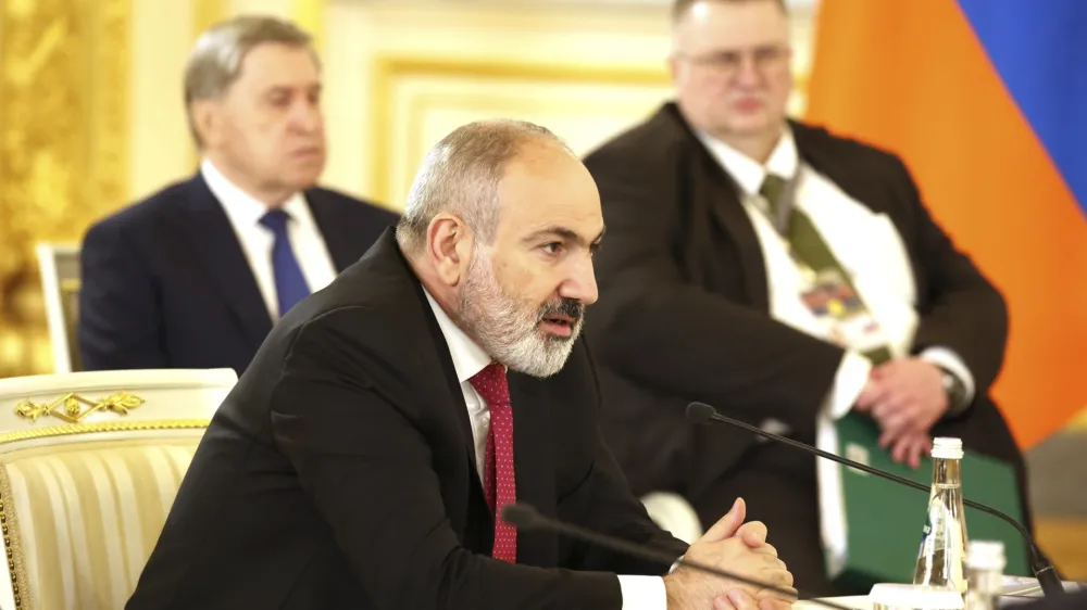 08 May 2024, Russia, Moscow: Armenian Prime Minister Nikol Pashinian attends the summit of the Eurasian Economic Union (EAEU) in Moscow. Photo: Alexander Kazakov/Kremlin Pool/Planet Pix via ZUMA Press Wire/dpa