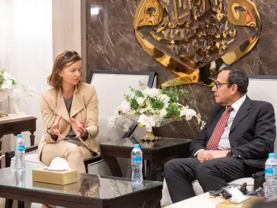 Egipt, Aris.Zunanja ministrica Tanja Fajon obisk na Bliznjem vzhodu zacenja v Egiptu.Sprejem pri guvernerju Severnega Sinaja Mohamedu Abdelu-Fadilu.