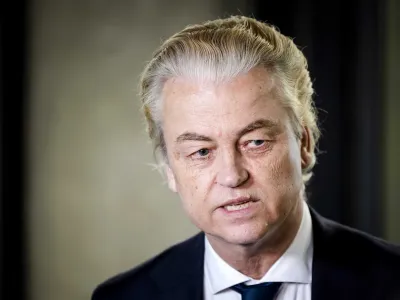 15 May 2024, Netherlands, The Hague: Radical-right populist Geert Wilders (PVV) arrives at the founding talks between the PVV, VVD, NSC and BBB party factions. Almost six months after the parliamentary elections in the Netherlands, the radical right-wing populist Geert Wilders and three other right-wing parties have agreed on a new coalition. Photo: Sem Van Der Wal/ANP/dpa