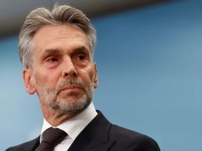 Former Dutch intelligence chief Dick Schoof looks on at a press conference as he is presented as the proposed prime minister of the Netherlands, in The Hague, Netherlands, May 28, 2024. REUTERS/Piroschka van de Wouw