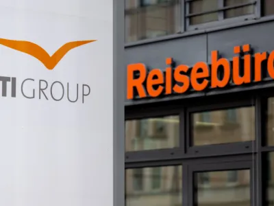 FILED - 31 January 2023, Bavaria, Munich: The logo of the tour operator FTI (FTI Group) is on the company headquarters in front of a travel agency. German travel group FTI Touristik GmbH, the parent company of the FTI Group, Europe's third-largest tour operator, has filed for insolvency. Photo: dpa