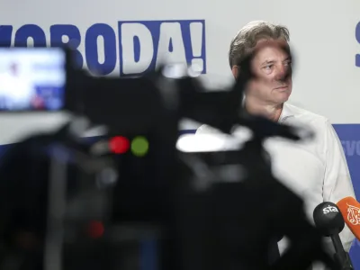 predsednik vlade Robert Golob- 09.06.2024 - Evropske volitve 2024 - Volitve poslancev v Evropski parlament - štab stranke Svoboda //FOTO: Jaka Gasar