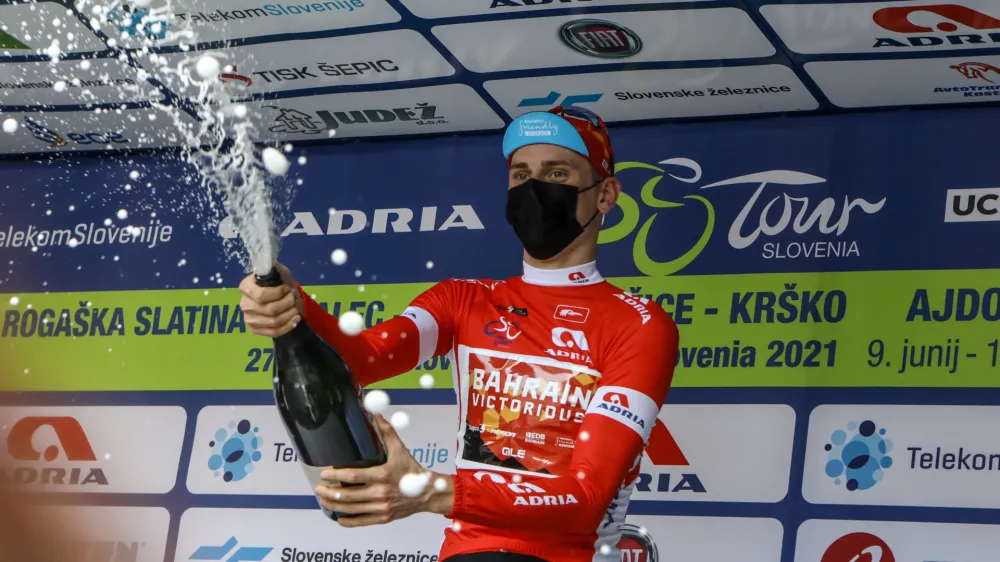 Nemec Phil Bauhaus (Bahrain Victorious) je v ciljnem sprintu v Novem mestu postal zmagovalec zadnje etape,- 13.06.2021 - 27. kolesarska dirka Po Sloveniji 2021 &ndash; zadnja 5. Etapa od Ljubljane do Novega mesta &ndash; 175,3 km -  //FOTO: Luka Cjuha.